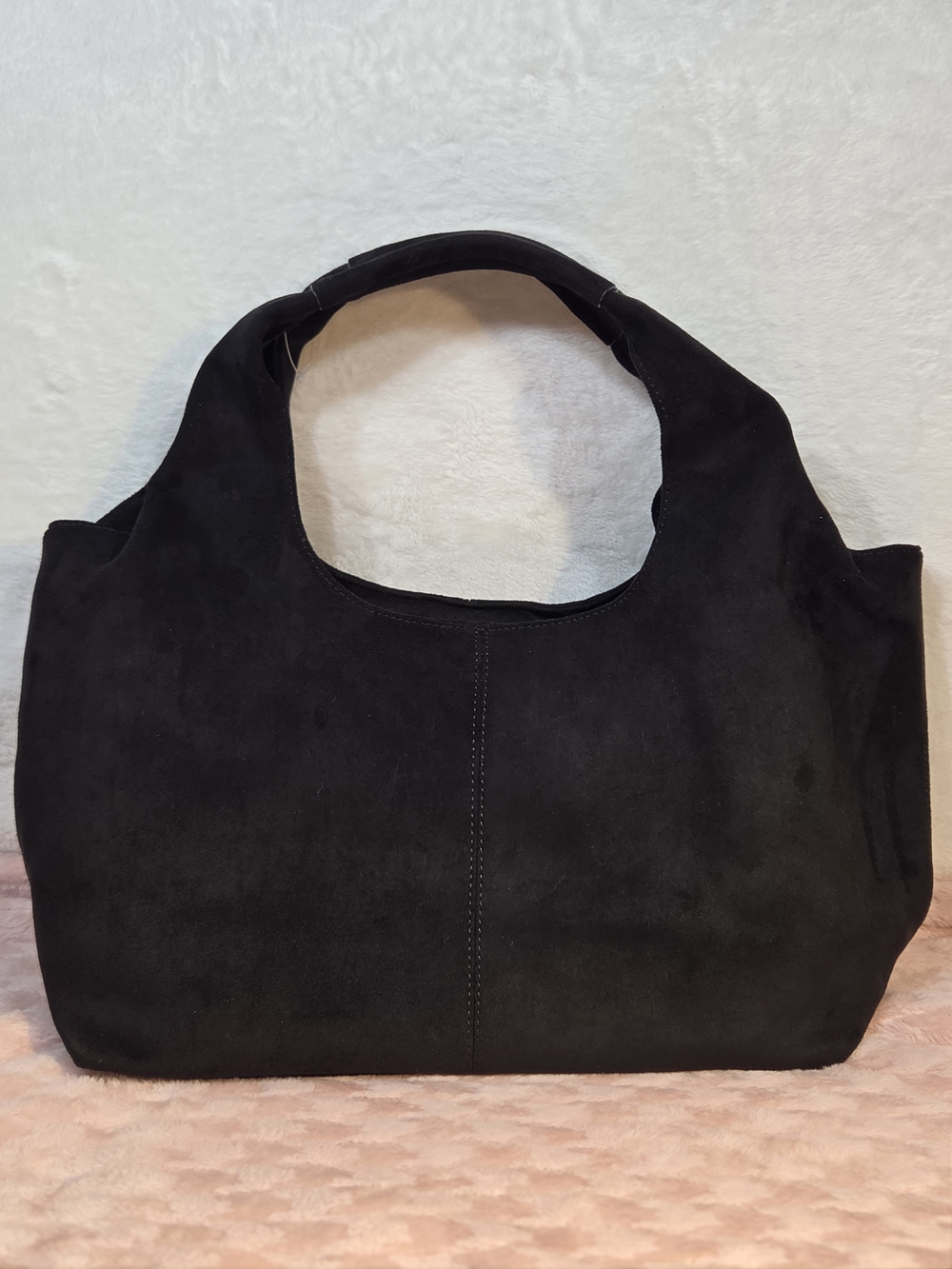 Black Suede Hobo Bag - Classic Everyday Tote